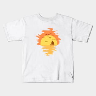 Sunset and Boat Kids T-Shirt